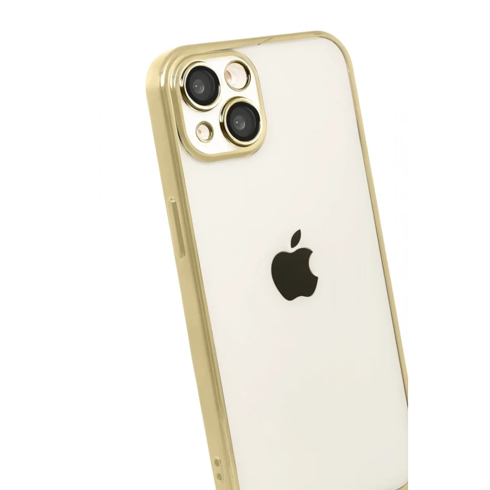 Apple iPhone 15 Uyumlu Lensli Silikon - Gold