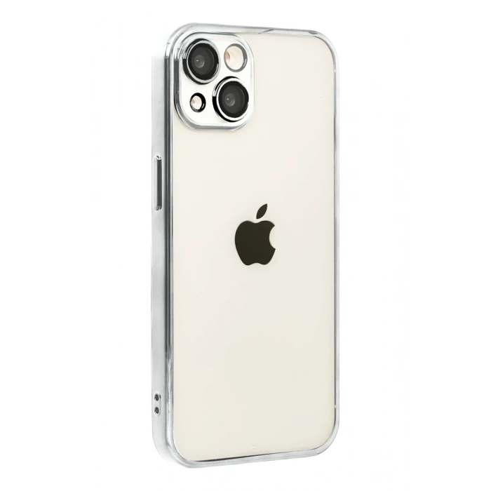 Apple iPhone 15 Uyumlu Lensli Silikon - Gümüş