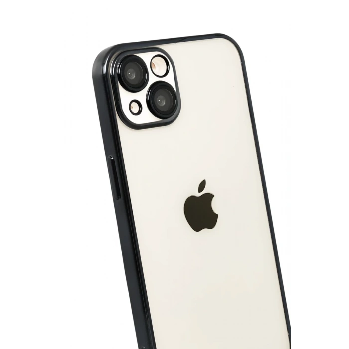 Apple iPhone 15 Uyumlu Lensli Silikon - Siyah