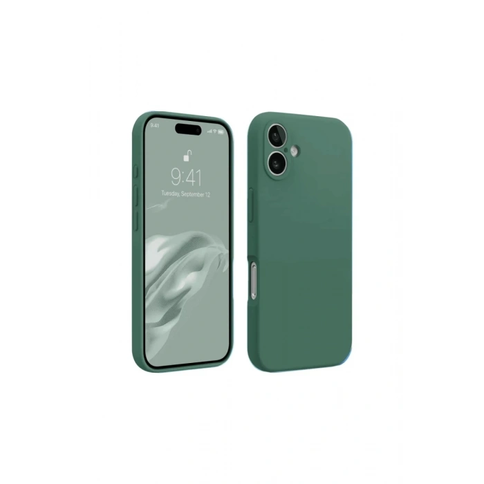 Apple iPhone 16 Kılıf First Silikon - Koyu Yeşil