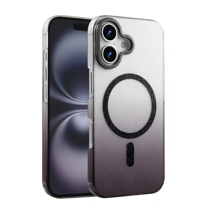 Apple iPhone 16 Plus Uyumlu Glossy Magsafe Kapak - Siyah