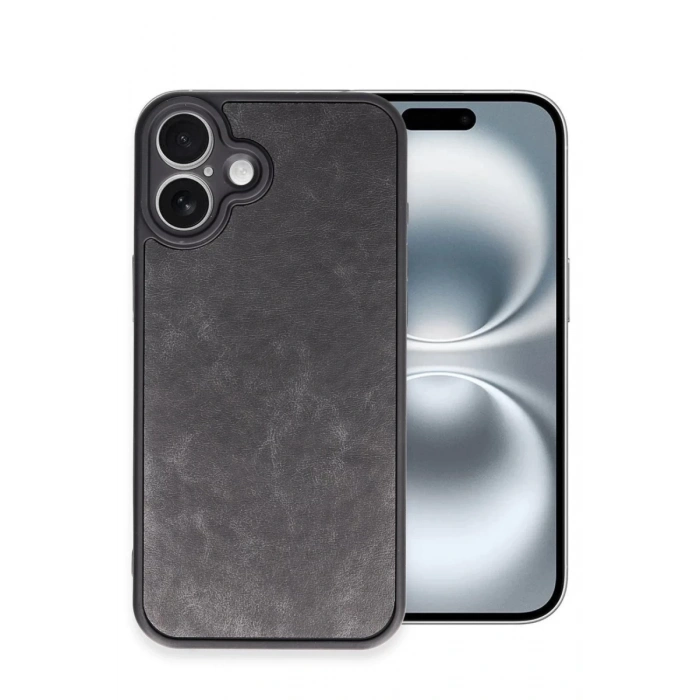 Apple iPhone 16 Plus Uyumlu Kılıf Aras Deri Kapak - Siyah