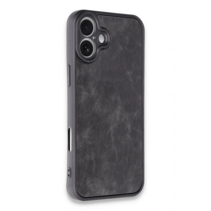 Apple iPhone 16 Plus Uyumlu Kılıf Aras Deri Kapak - Siyah
