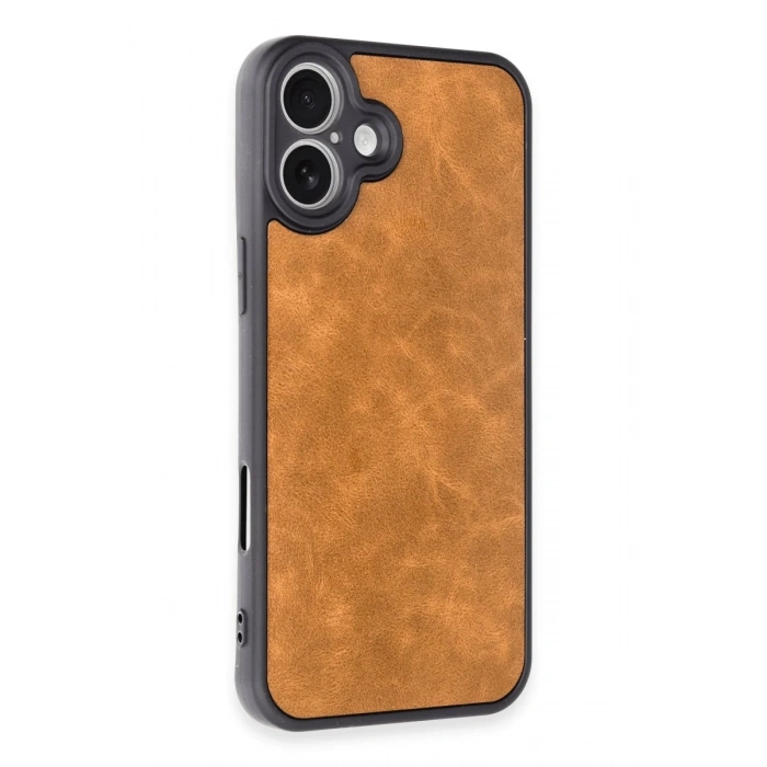 Apple iPhone 16 Plus Uyumlu Kılıf Aras Deri Kapak - Taba