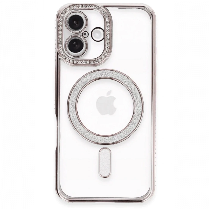 Apple iPhone 16 Plus Uyumlu Kılıf Joke Simli Magneticsafe Kılıf - Pembe