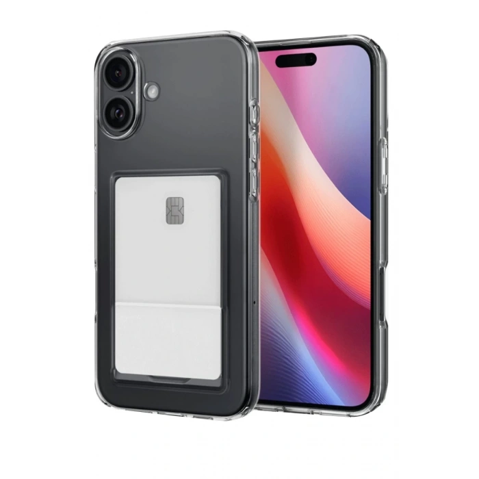Apple iPhone 16 Plus Uyumlu Kılıf Kart Şeffaf Silikon - Şeffaf