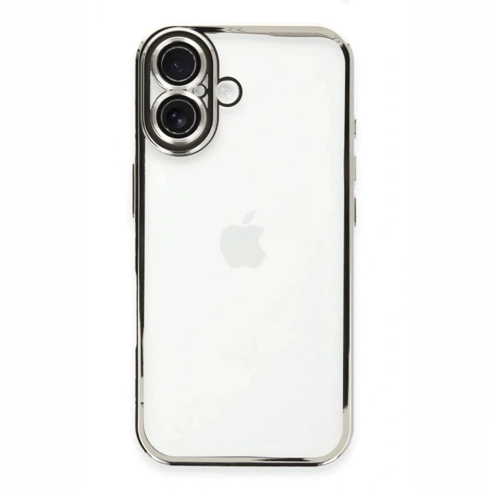 Apple iPhone 16 Plus Uyumlu Kılıf Lensli Silikon - Gümüş