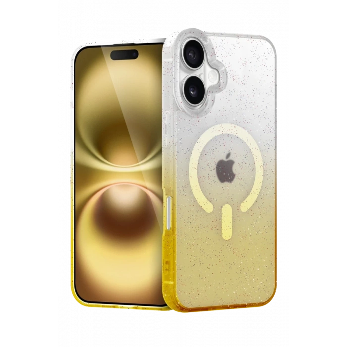 Apple iPhone 16 Plus Uyumlu Pummel Shiny Magsafe Kapak - Gold
