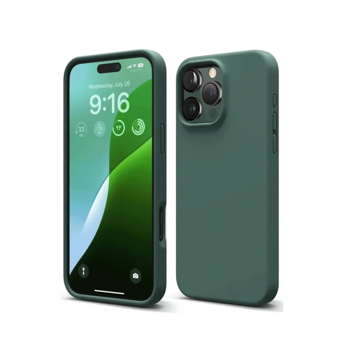 Apple iPhone 16 Pro Max Kılıf First Silikon - Koyu Yeşil