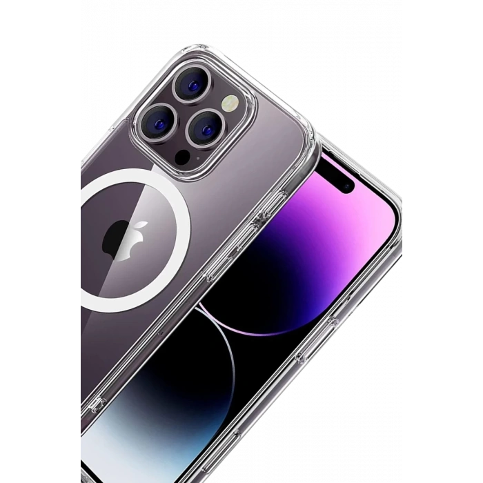 Apple iPhone 16 Pro Max Uyumlu Combo Sert Şeffaf Magsafe Kapak - Şeffaf