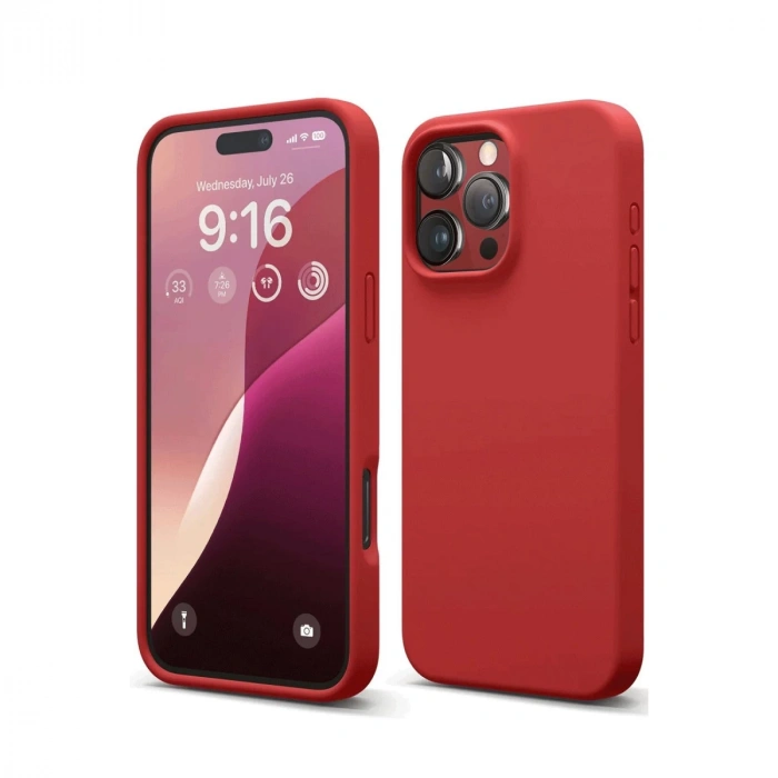 Apple iPhone 16 Pro Max Uyumlu Kılıf First Silikon - Kırmızı