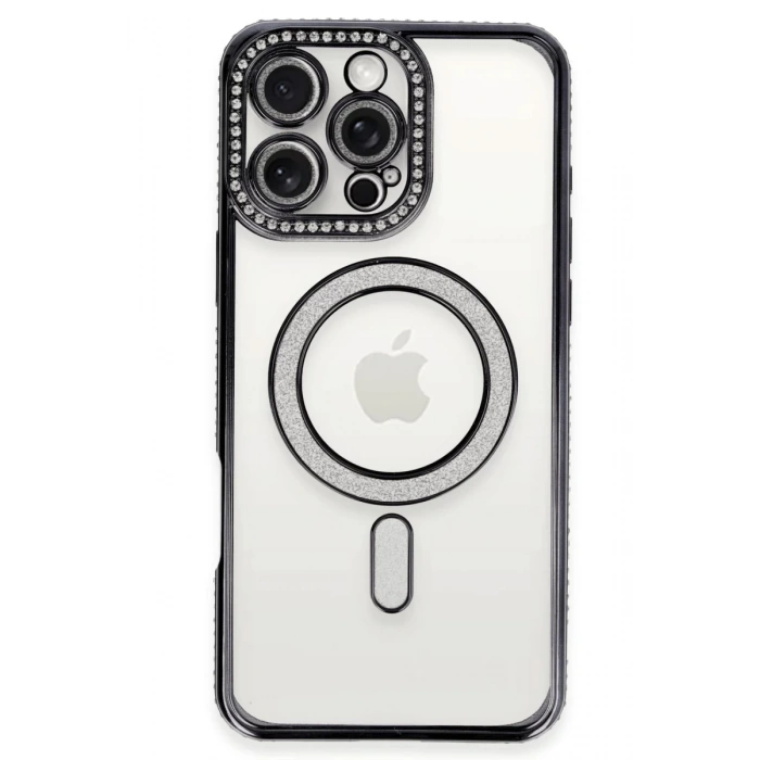 Apple iPhone 16 Pro Max Uyumlu Kılıf Joke Simli Magneticsafe Kılıf - Gri