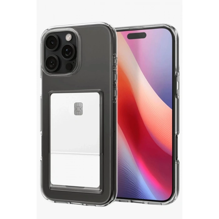 Apple iPhone 16 Pro Max Uyumlu Kılıf Kart Şeffaf Silikon - Şeffaf