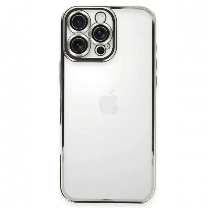Apple iPhone 16 Pro Max Uyumlu Kılıf Lensli Silikon - Gümüş