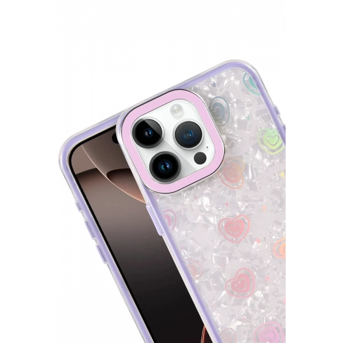 Apple iPhone 16 Pro Max Uyumlu Lumi Desenli Kapak - Mor