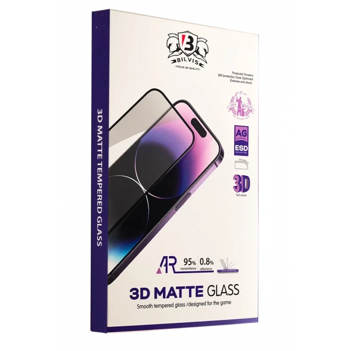 Apple iPhone 16 Pro Uyumlu Bilvis 3D Mat Cam Ekran Koruyucu