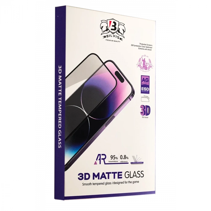 Apple iPhone 16 Pro Uyumlu Bilvis 3D Mat Cam Ekran Koruyucu