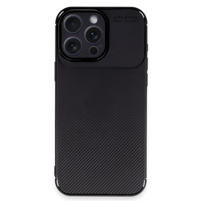 Apple iPhone 16 Pro Uyumlu Kılıf Auto Focus Karbon Kapak - Siyah