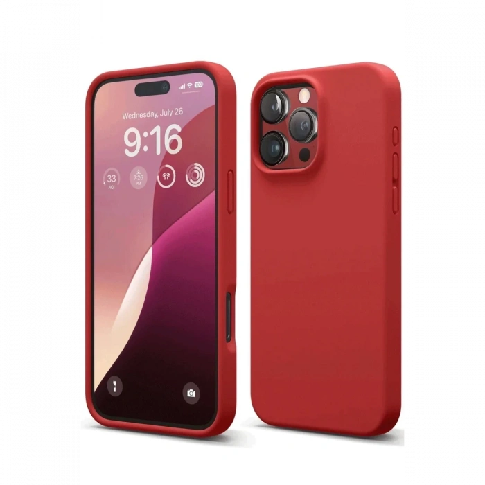 Apple iPhone 16 Pro Uyumlu Kılıf First Silikon - Kırmızı