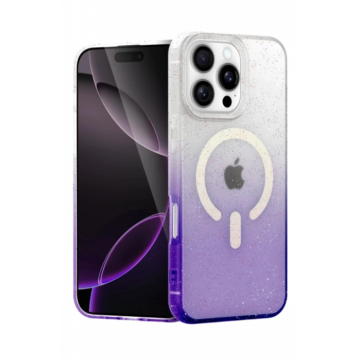 Apple iPhone 16 Pro Uyumlu Pummel Shiny Magsafe Kapak - Mor