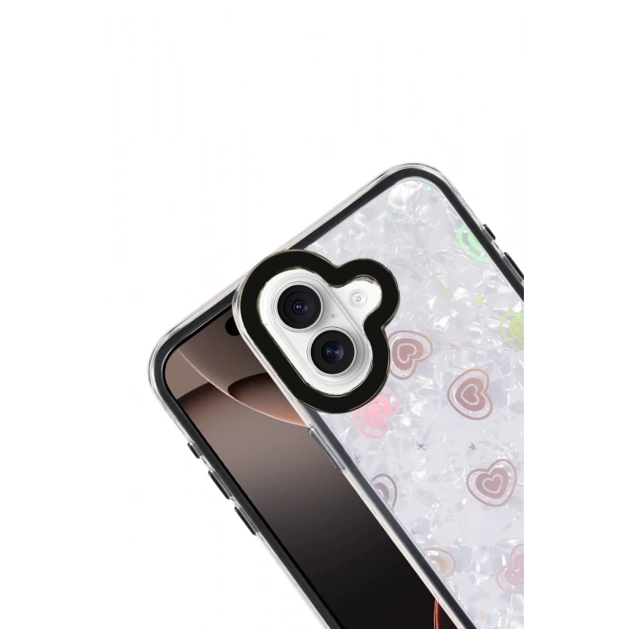 Apple iPhone 16 Uyumlu Lumi Desenli Kapak - Siyah