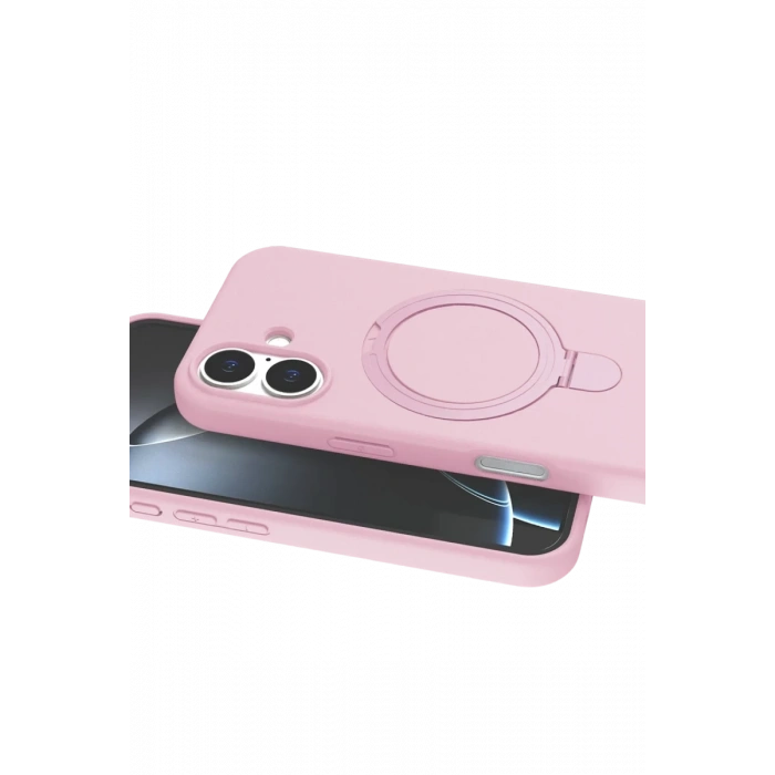 Apple iPhone 16 Uyumlu Regal Magsafe Standlı Kapak - Açık Pembe