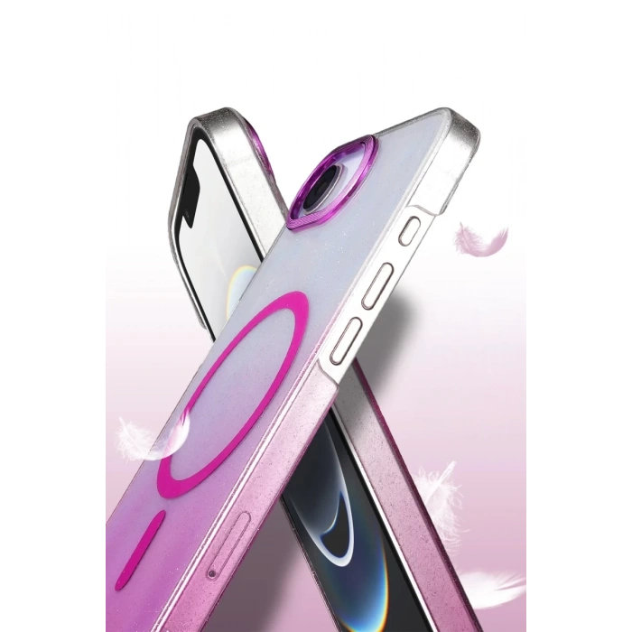 Apple iPhone 16E Uyumlu Glossy Magsafe Kapak - Mor