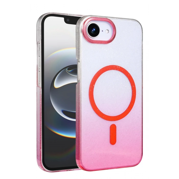 Apple iPhone 16E Uyumlu Glossy Magsafe Kapak - Pembe