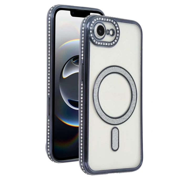 Apple iPhone 16E Uyumlu Joke Simli Magneticsafe Kılıf - Siyah