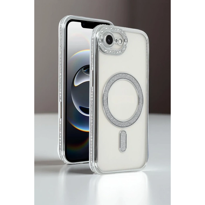 Apple iPhone 16E Uyumlu Joke Simli Magneticsafe Kılıf - Siyah