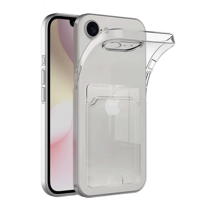 Apple iPhone 16E Uyumlu Kılıf Kart Şeffaf Silikon - Şeffaf