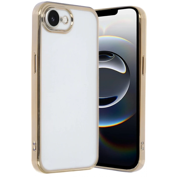 Apple iPhone 16E Uyumlu Kılıf Lensli Silikon - Gold