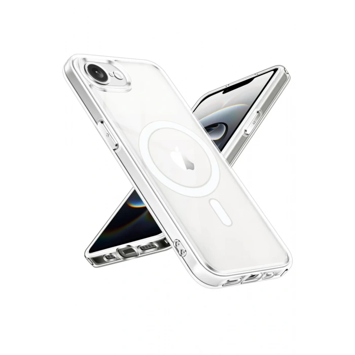 Apple iPhone 16E Uyumlu Kılıf Magneticsafe Şeffaf Silikon - Şeffaf