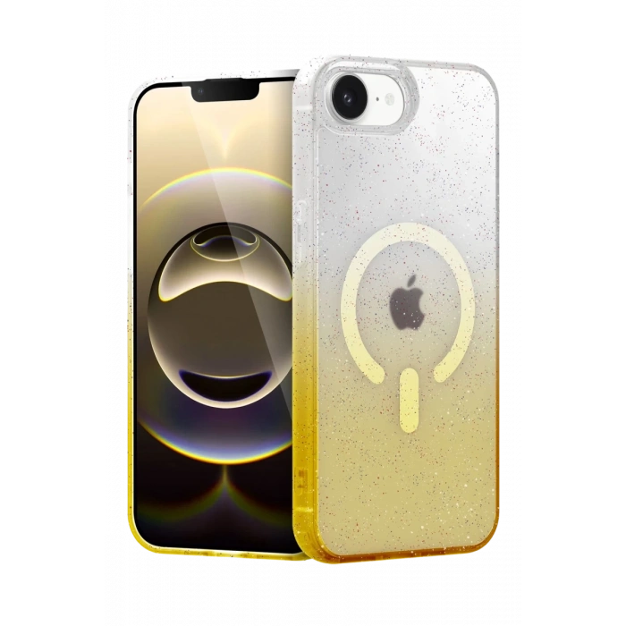Apple iPhone 16E Uyumlu Pummel Shiny Magsafe Kapak - Gold