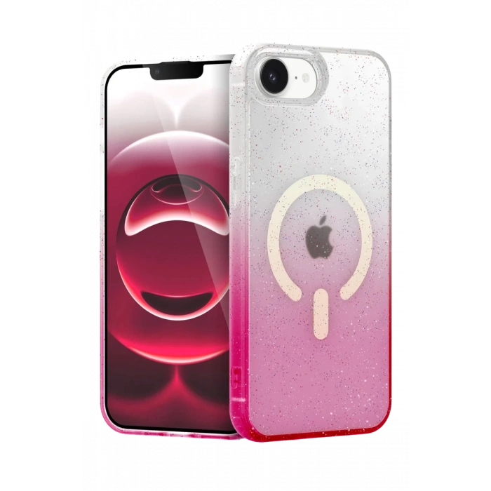 Apple iPhone 16E Uyumlu Pummel Shiny Magsafe Kapak - Pembe