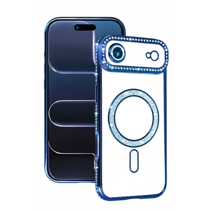 Apple iPhone 17 Air Joke Simli Magneticsafe Kılıf - Mavi