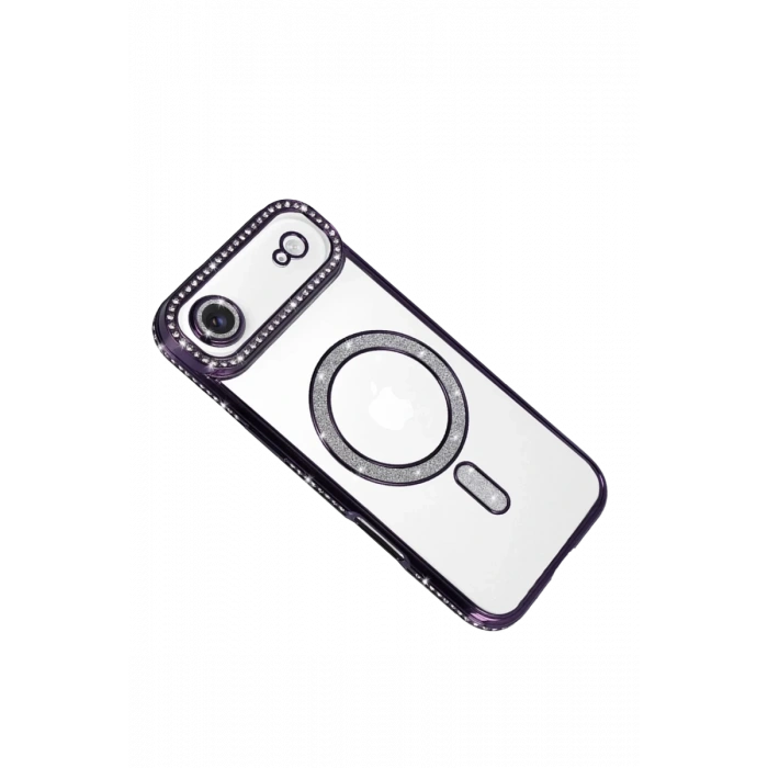Apple iPhone 17 Air Uyumlu Joke Simli Magneticsafe Kılıf - Derin Mor