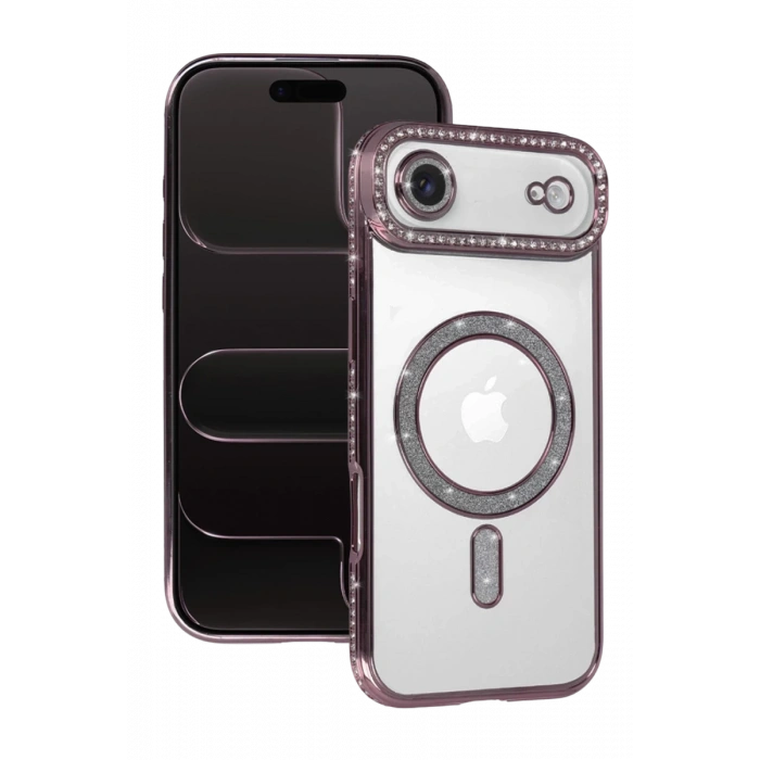Apple iPhone 17 Air Uyumlu Joke Simli Magneticsafe Kılıf - Pembe