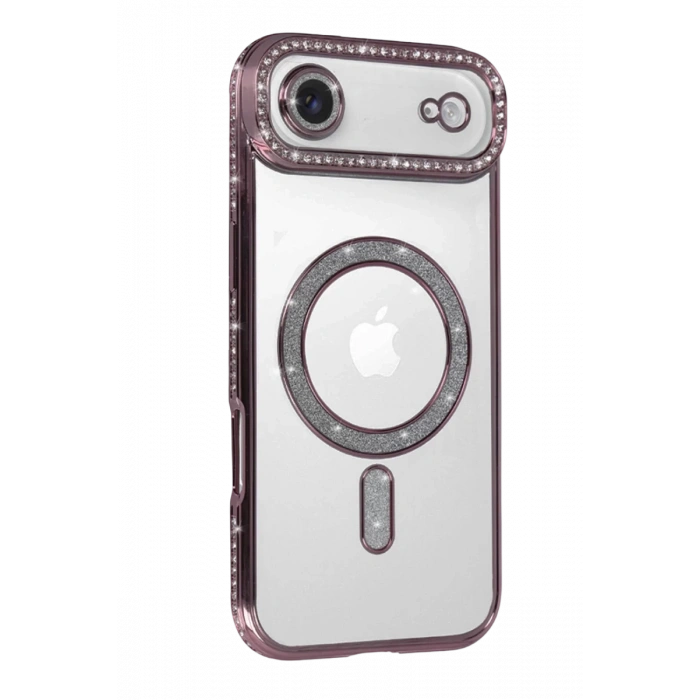 Apple iPhone 17 Air Uyumlu Joke Simli Magneticsafe Kılıf - Pembe