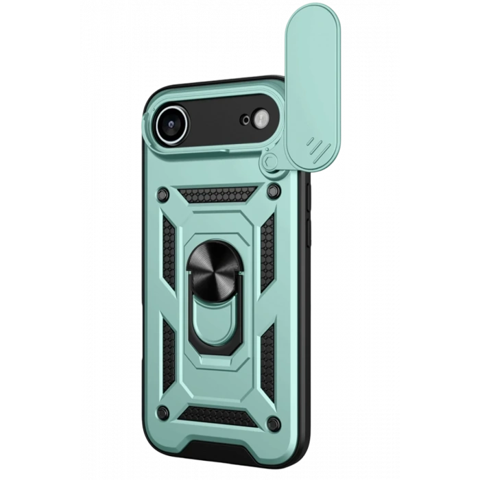 Apple iPhone 17 Air Uyumlu Pars Lens Yüzüklü Silikon - Yeşil