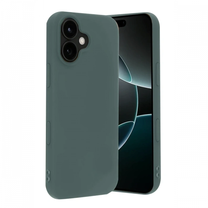 Apple iPhone 17 Nano içi Kadife Silikon - Koyu Yeşil