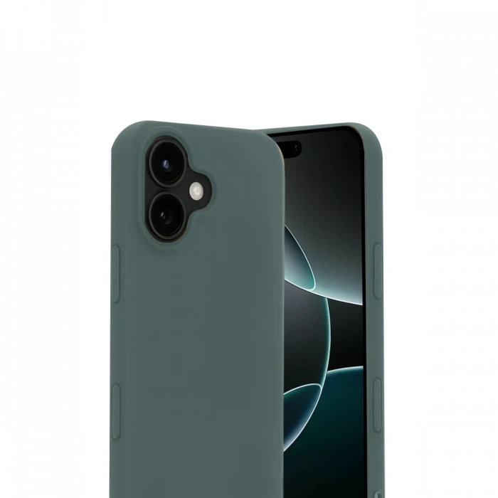 Apple iPhone 17 Nano içi Kadife Silikon - Koyu Yeşil