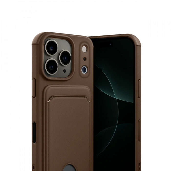 Apple iPhone 17 Pro Max Kelvin Kartvizitli Silikon - Kahverengi