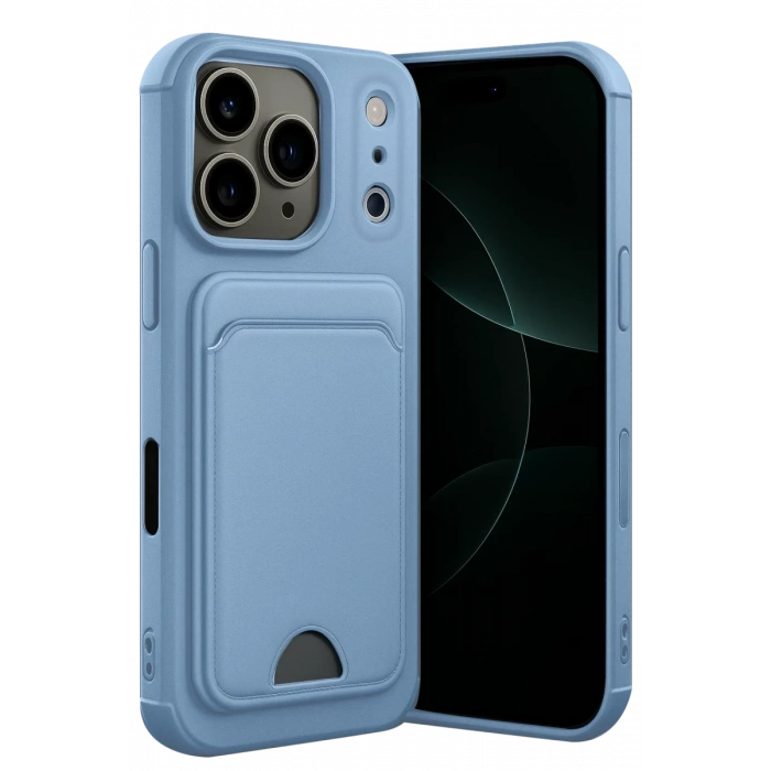 Apple iPhone 17 Pro Max Kelvin Kartvizitli Silikon - Mavi