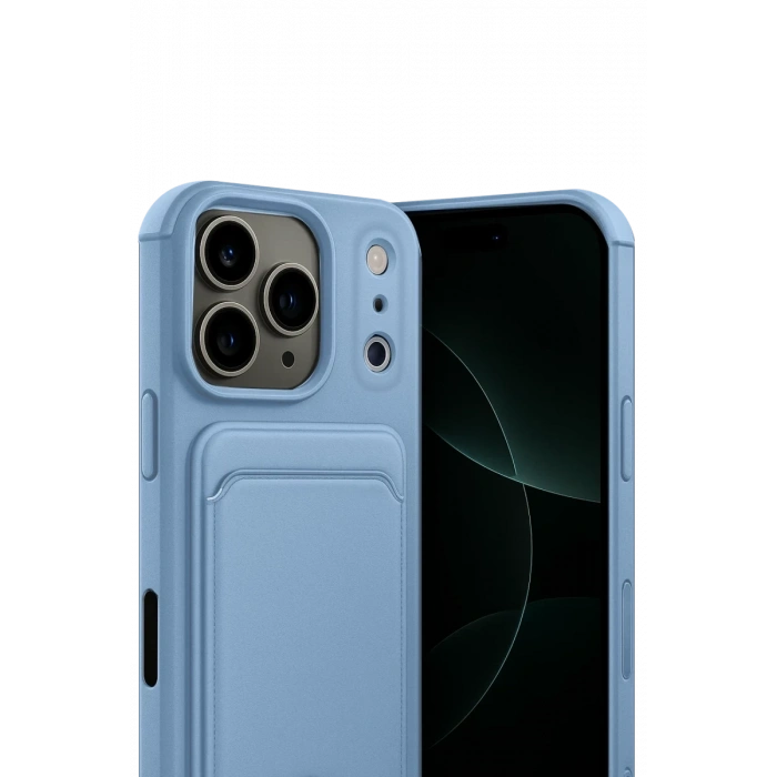 Apple iPhone 17 Pro Max Kelvin Kartvizitli Silikon - Mavi