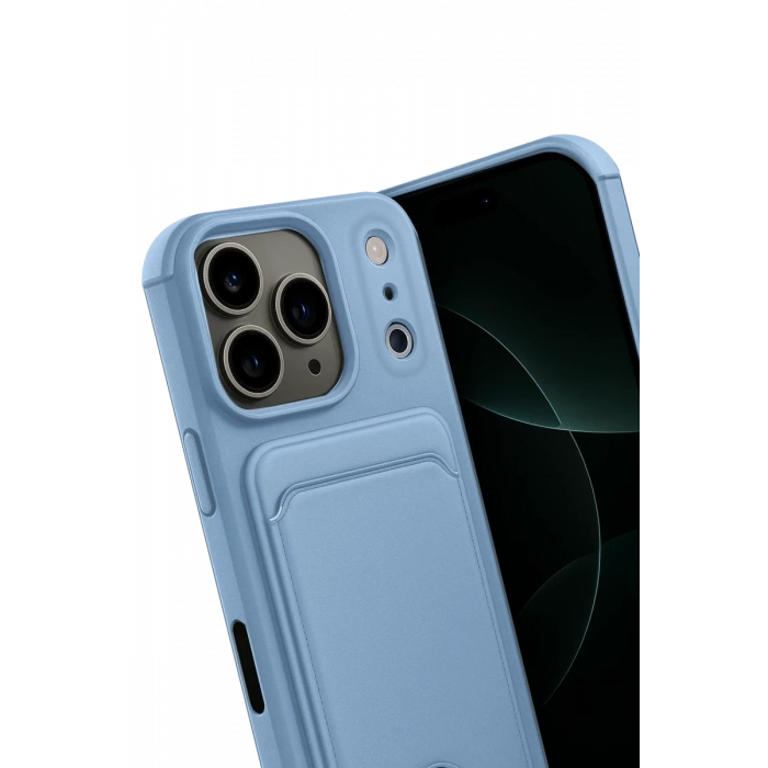 Apple iPhone 17 Pro Max Kelvin Kartvizitli Silikon - Mavi