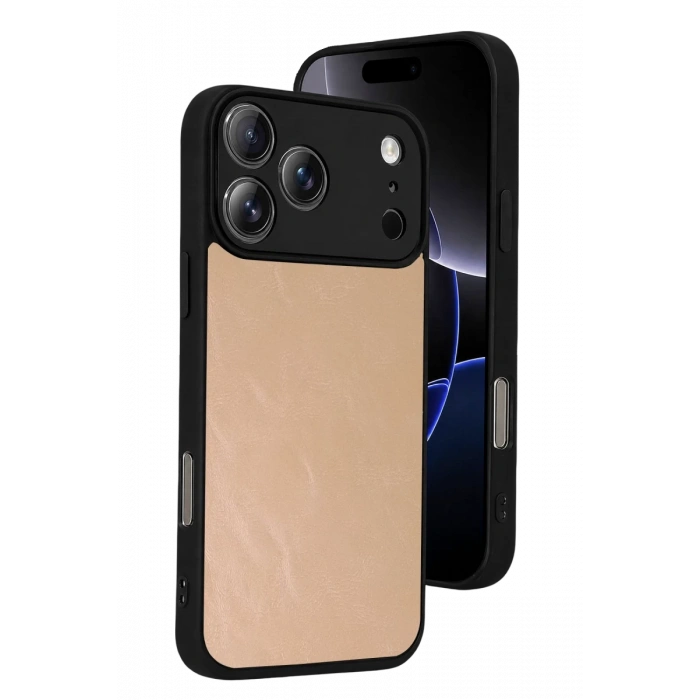 Apple iPhone 17 Pro Max Uyumlu Aras Deri Kapak - Pudra