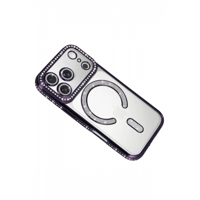 Apple iPhone 17 Pro Max Uyumlu Joke Simli Magneticsafe Kılıf - Derin Mor