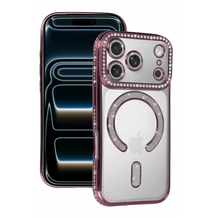 Apple iPhone 17 Pro Max Uyumlu Joke Simli Magneticsafe Kılıf - Pembe