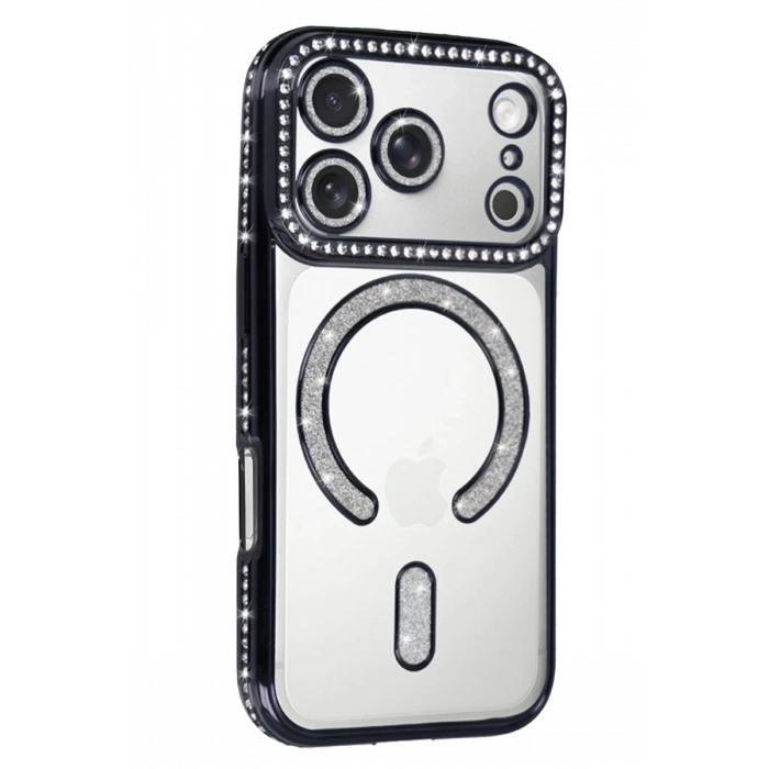 Apple iPhone 17 Pro Max Uyumlu Joke Simli Magneticsafe Kılıf - Siyah